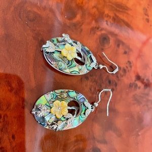 BOGO: Artisan crafted mother of pearl and abalone shell French wire earrings